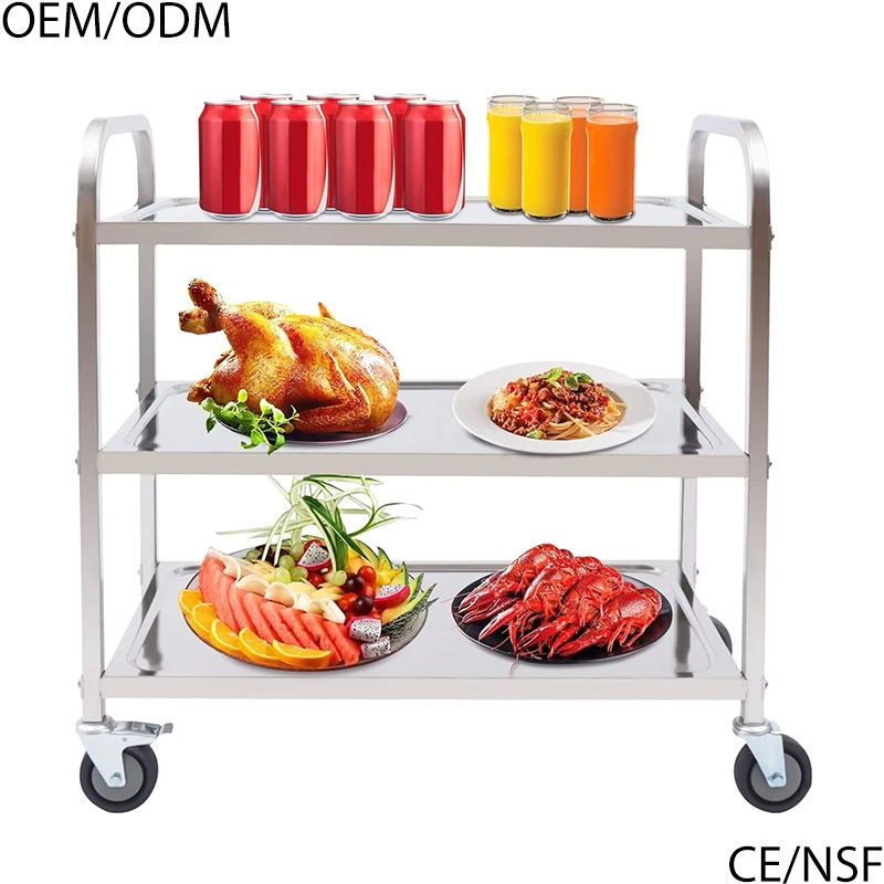 304 Stainless Steel Double-Layer Mobile Cart 4