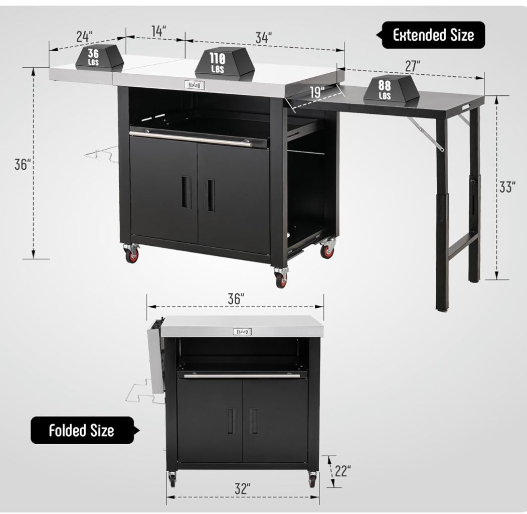 Multifunctional Outdoor BBQ Cart 7