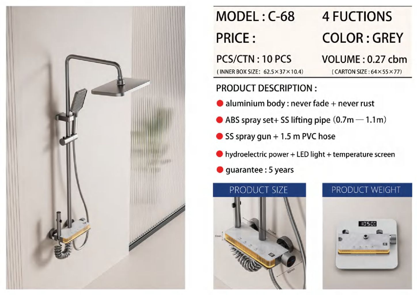 Modern Minimalist Shower Head