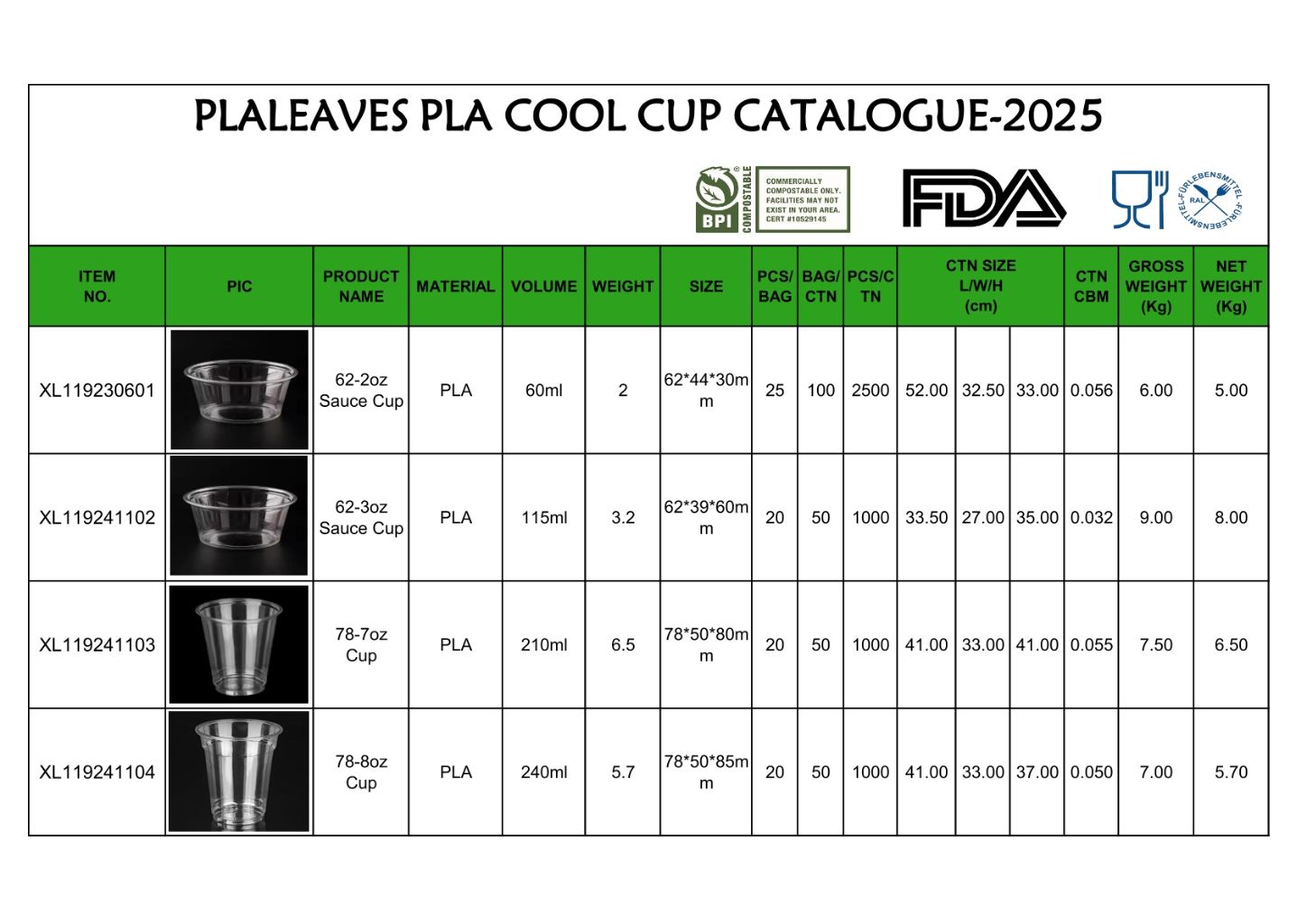 PLA Eco-Friendly Cold Drink Cup