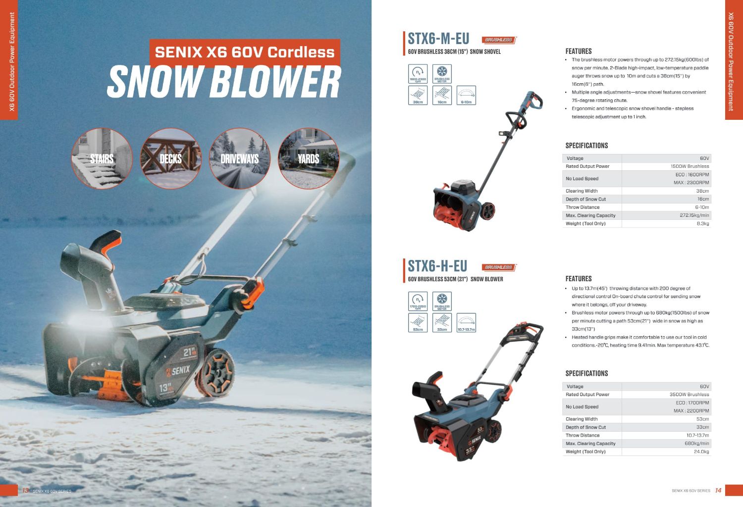 SENIX X6 60V Wireless Snow Shovel