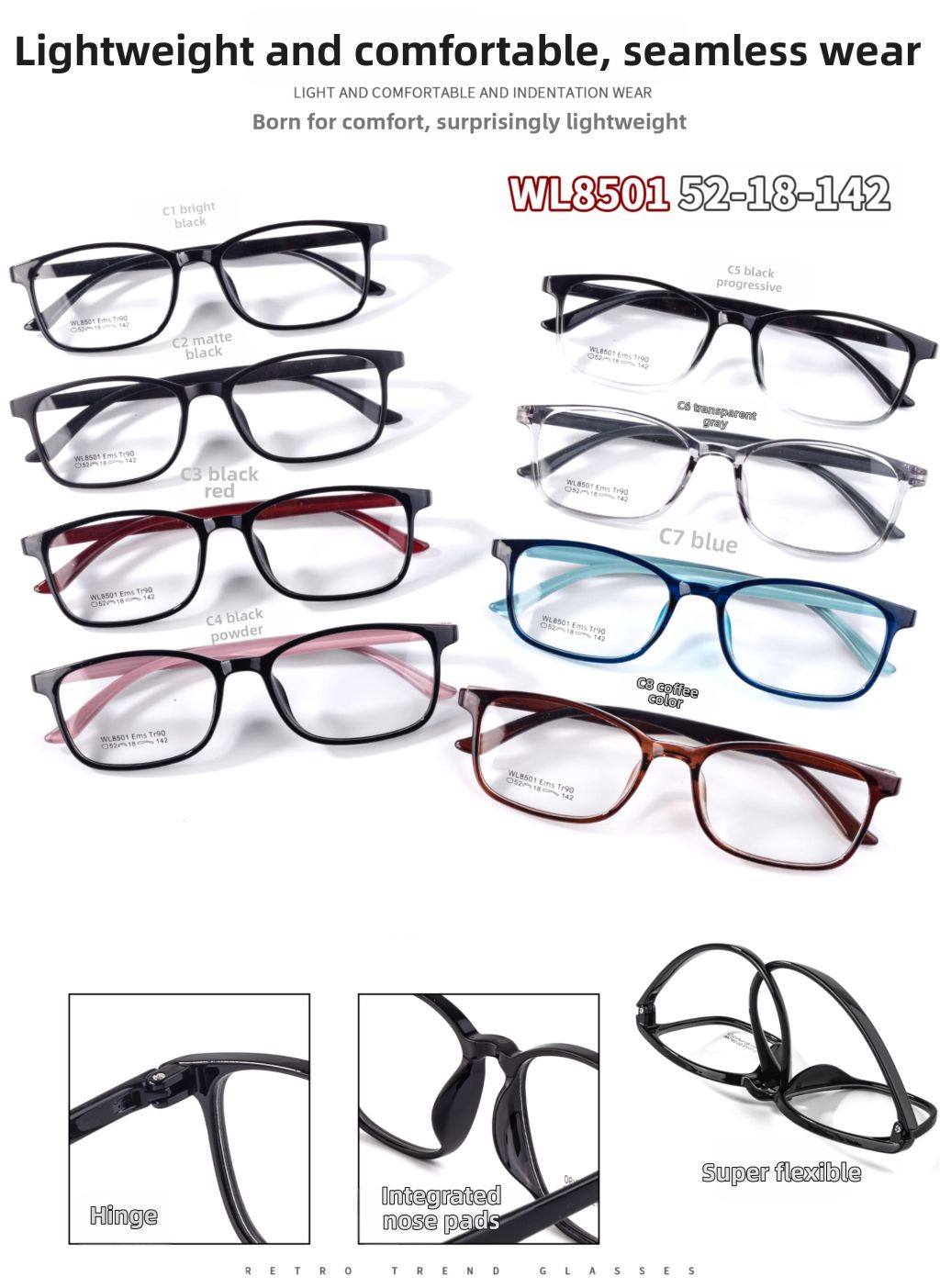 Lightweight Comfortable Seamless Glasses