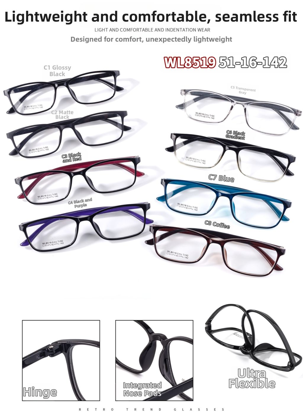 Lightweight Comfortable Seamless Glasses 5