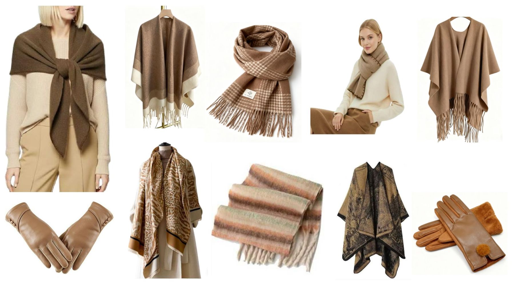 Fashionable Gray Shawl and Gloves Set 3