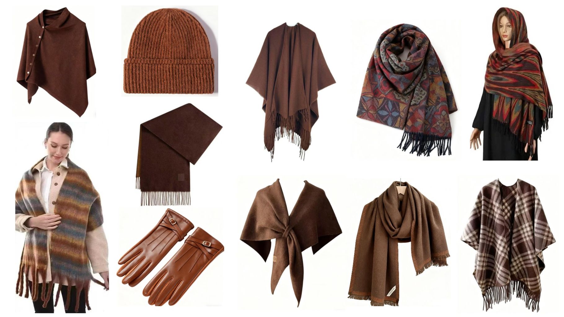 Fashionable Gray Shawl and Gloves Set 4