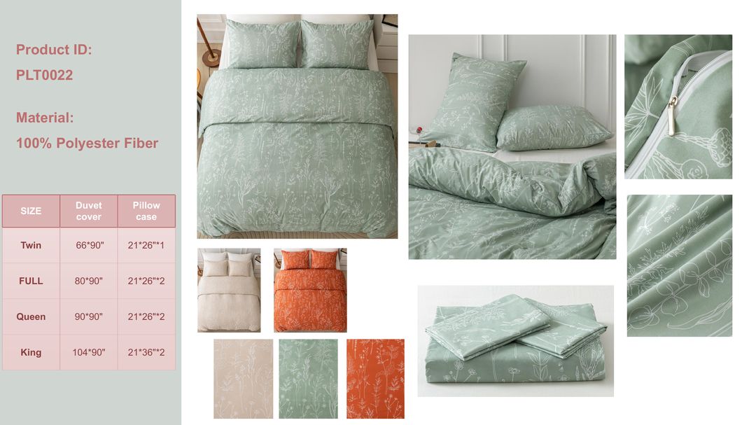 Fresh Green Plant Pattern Bedding Set