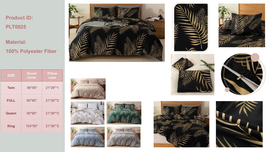 Plant Leaf Pattern Bedding Set
