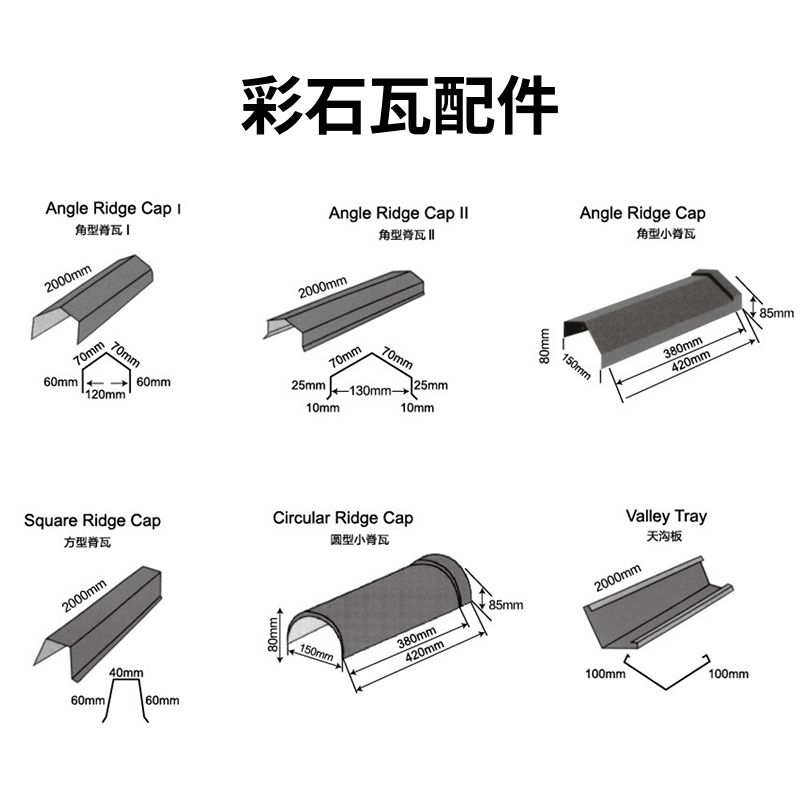 Stone-Coated Roof Ridge Accessories (Multiple Styles)