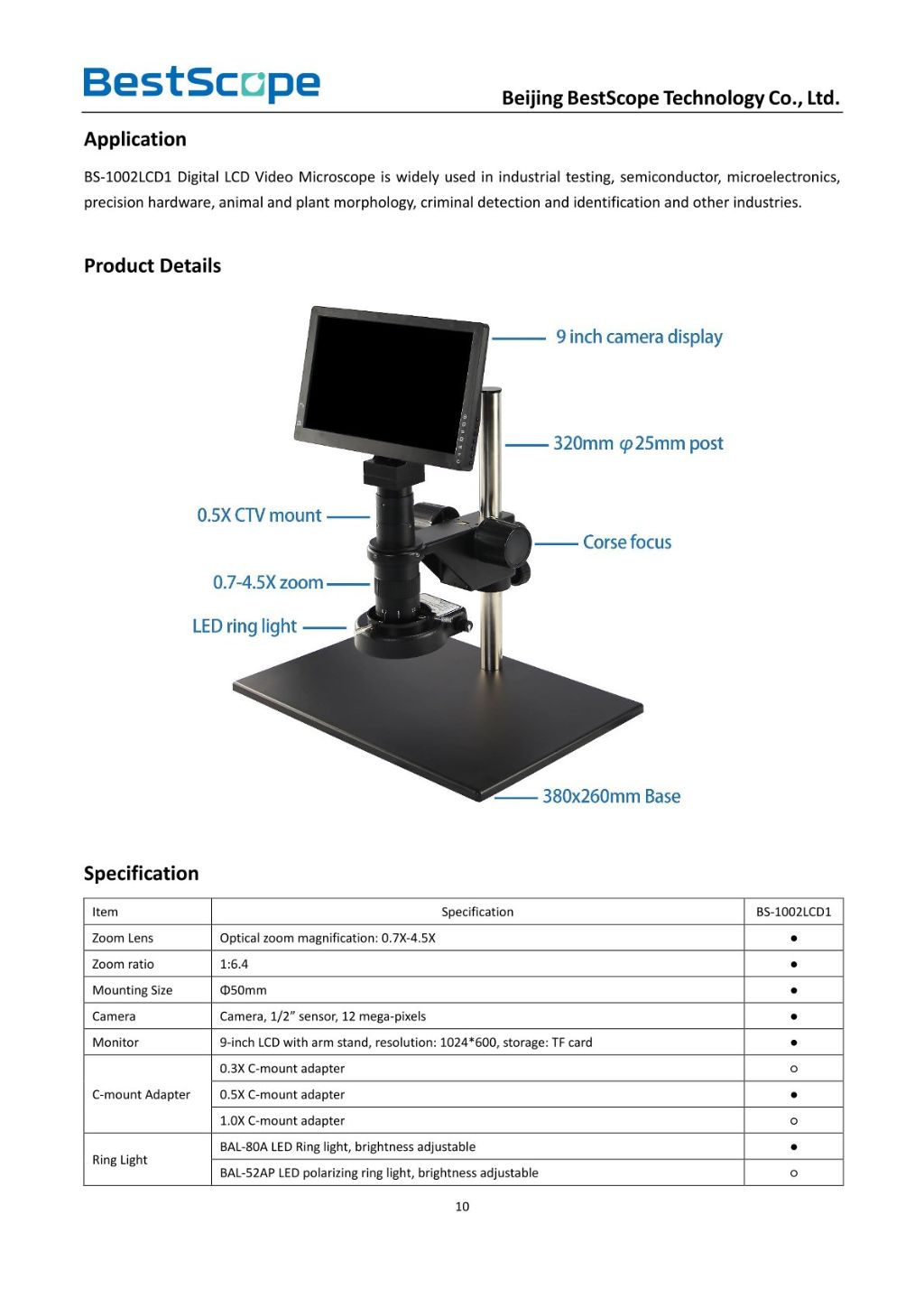 BS-1002LCD1 Digital LCD Video Microscope 2