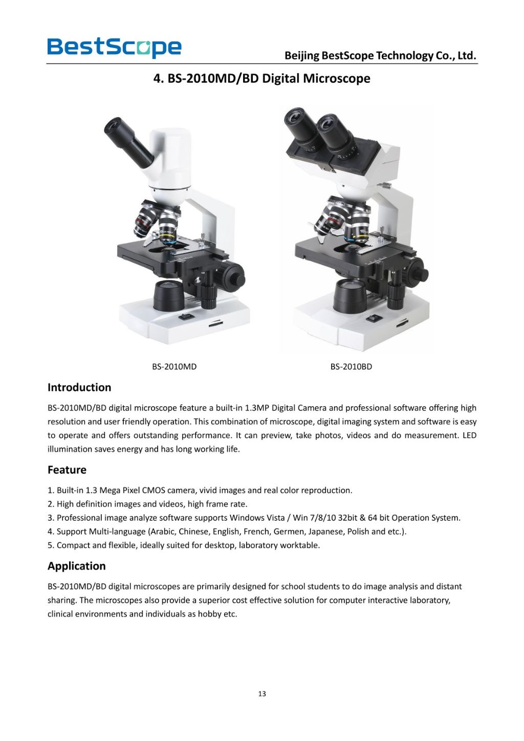 BS-2010MD/BD Digital Microscope