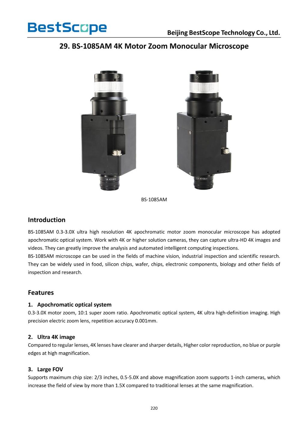 High Magnification Zoom Monocular Microscope
