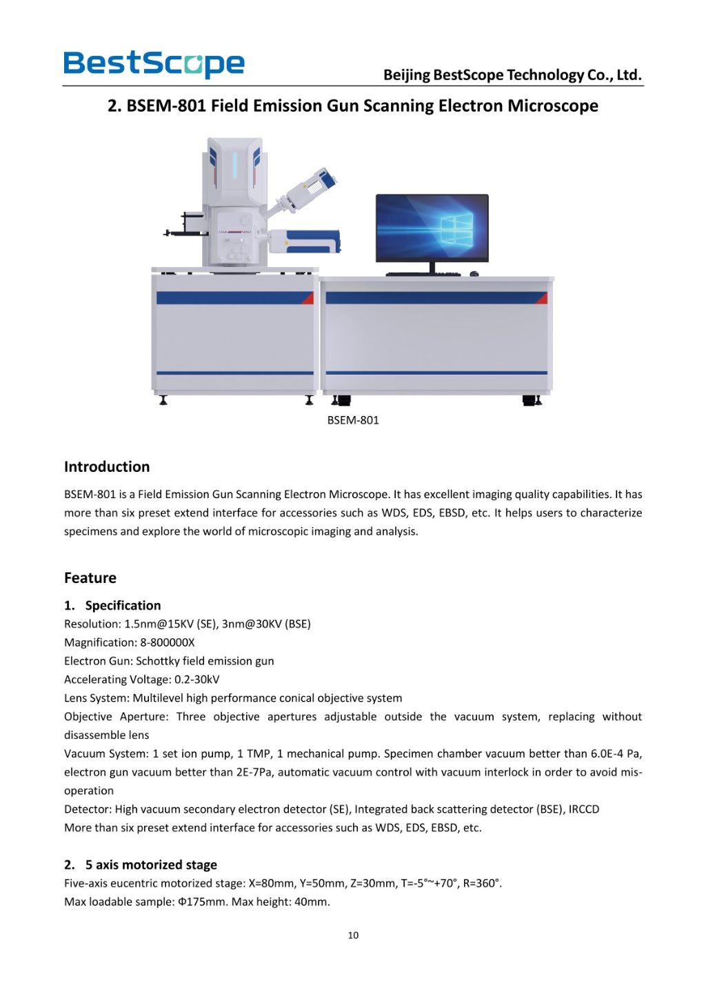 BSM-801 Field Emission Scanning Electron Microscope