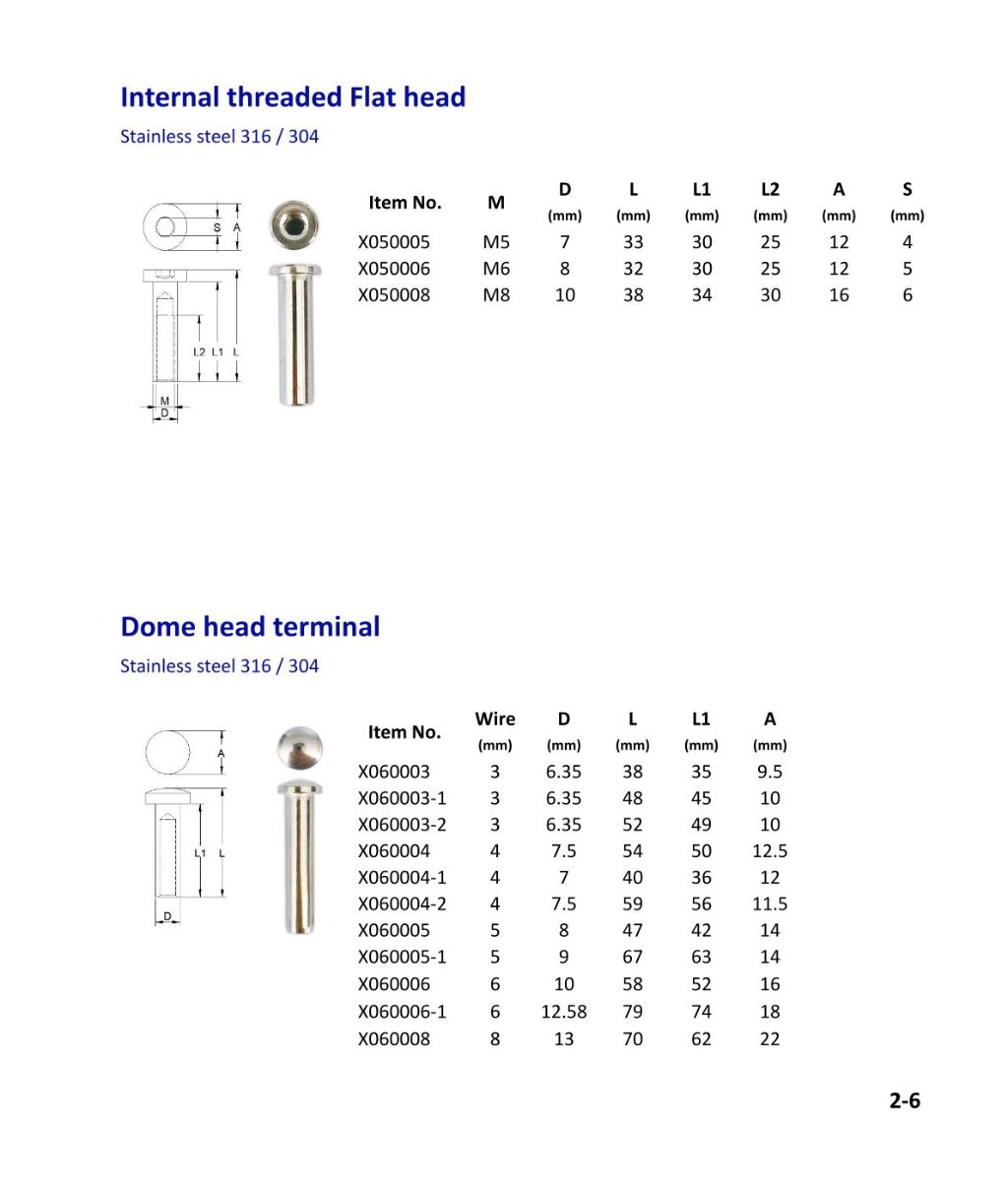 Stainless Steel Internal Thread Flat Head Screw