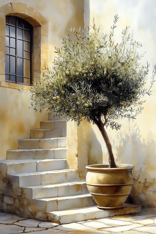 Ceramic Flower Pot Olive Tree Bonsai