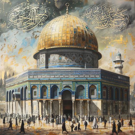 Decorative Painting of the Dome of the Rock in Jerusalem
