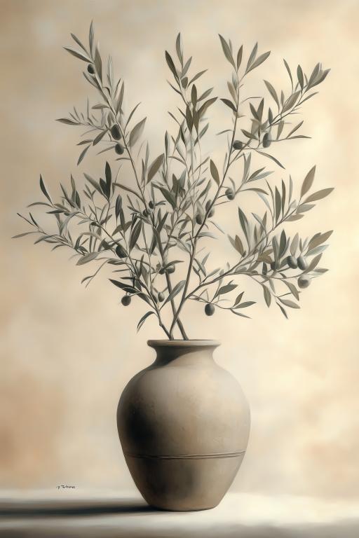 Ceramic Vase with Olive Branch Decoration
