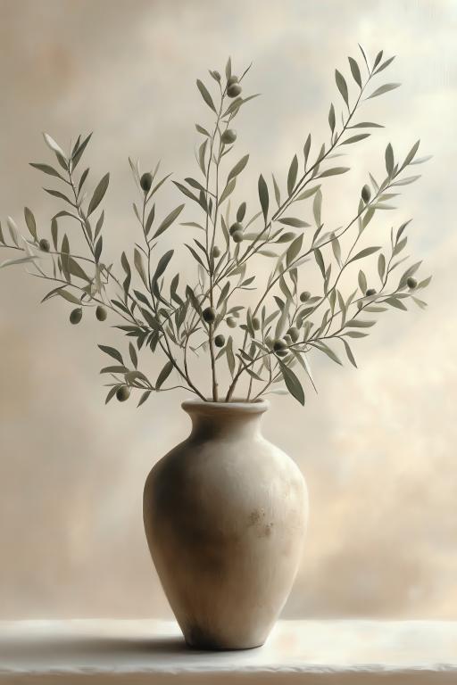 Ceramic Vase with Olive Branch Decoration 2