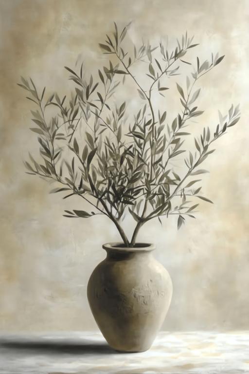 Ceramic Vase with Olive Branch Decoration 3