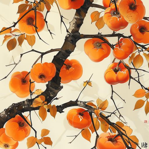 Autumn Persimmon Decorative Painting 2