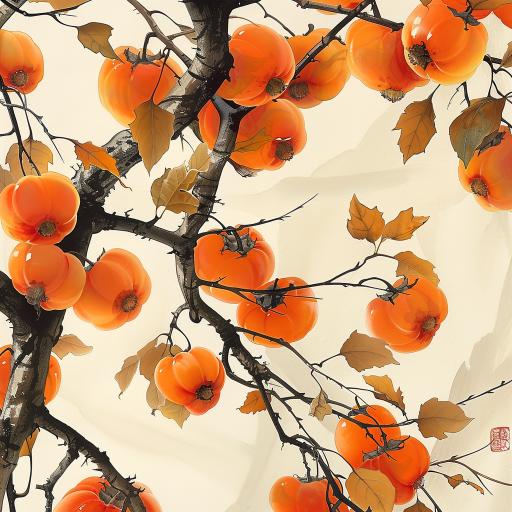 Autumn Persimmon Decorative Painting