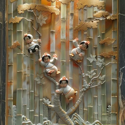 Bamboo Forest Little Boy Pendant 2