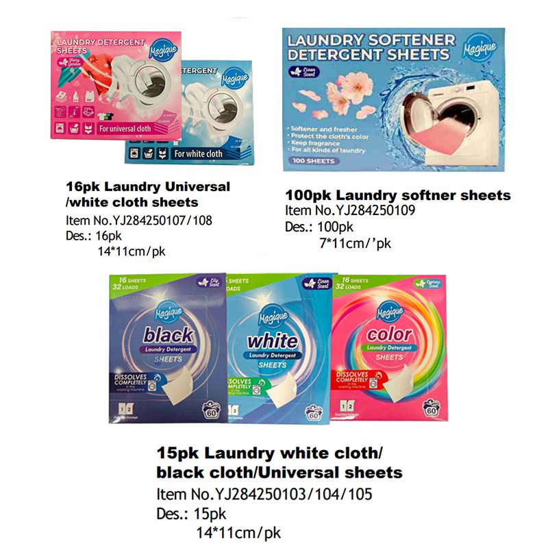 Disposable Laundry Sheets / Fabric Softener Sheets (Multiple Types)