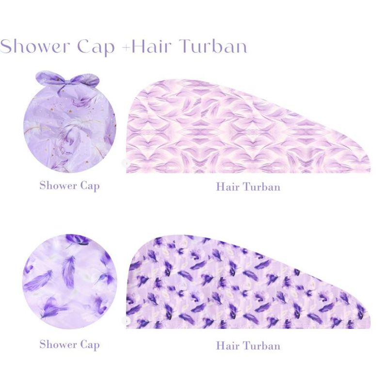 Purple Petal Shower Cap and Towel Set