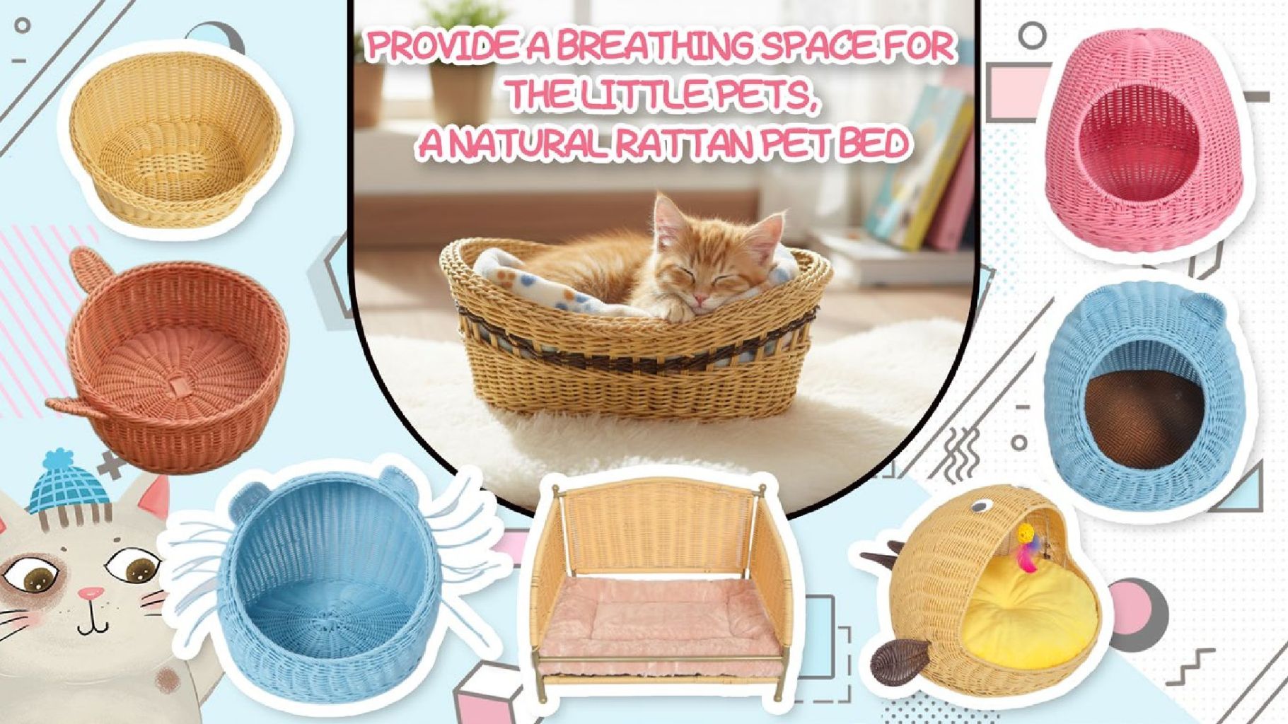 Natural Rattan Pet Bed 2