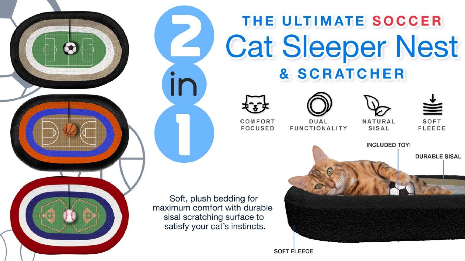 Cat Football Sleeping Mat and Scratching Board 2