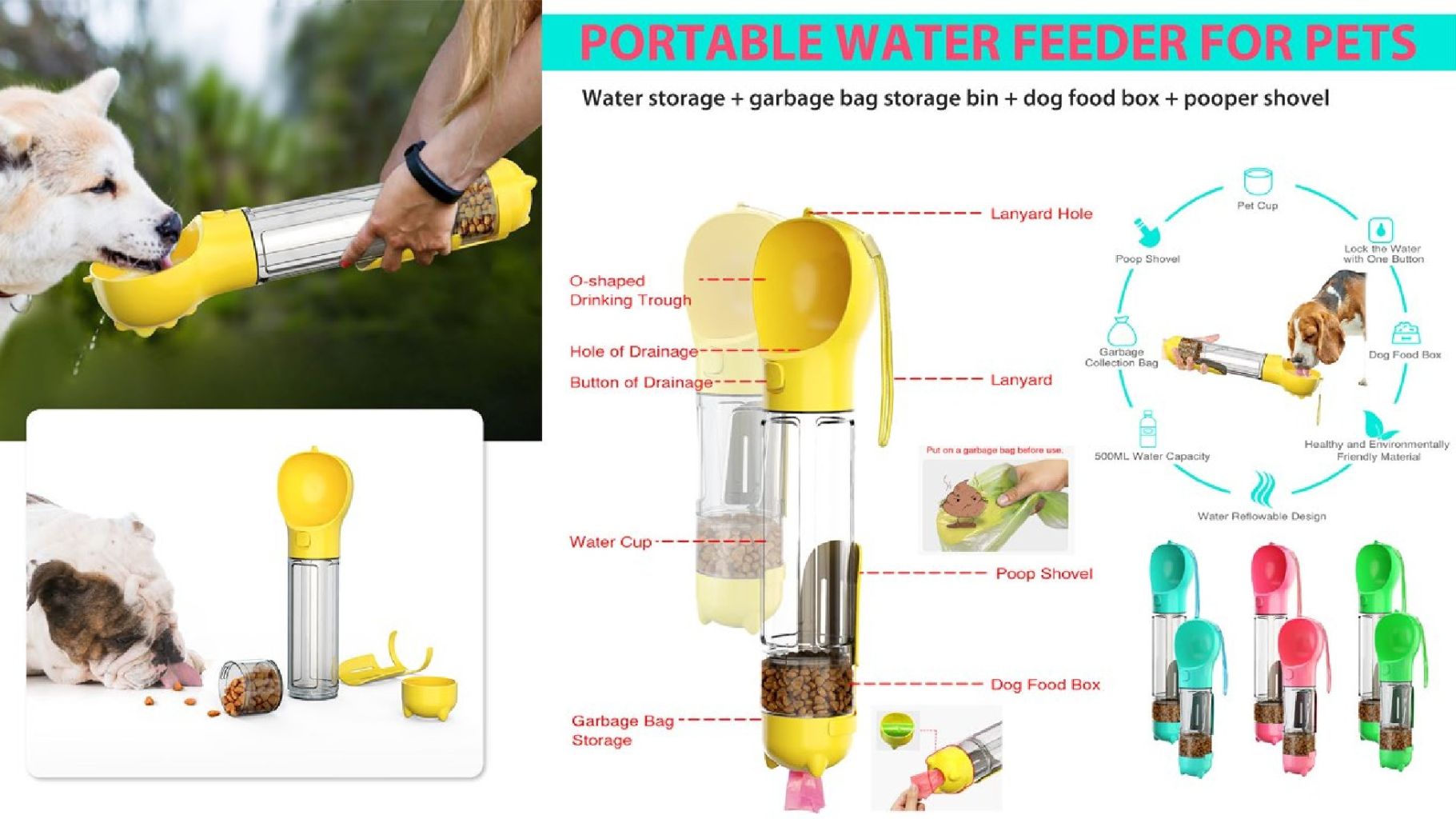 Portable Pet Water and Food Feeder 2